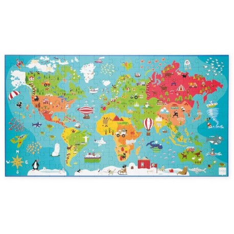 Puzzle Carte du Monde de 150 pièces de 91 cm x 48.5 cm