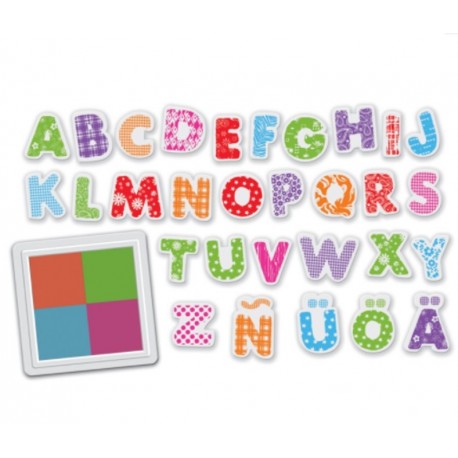 Alphabet Box : 30 tampons lettres majuscules avec graphisme fantaisie