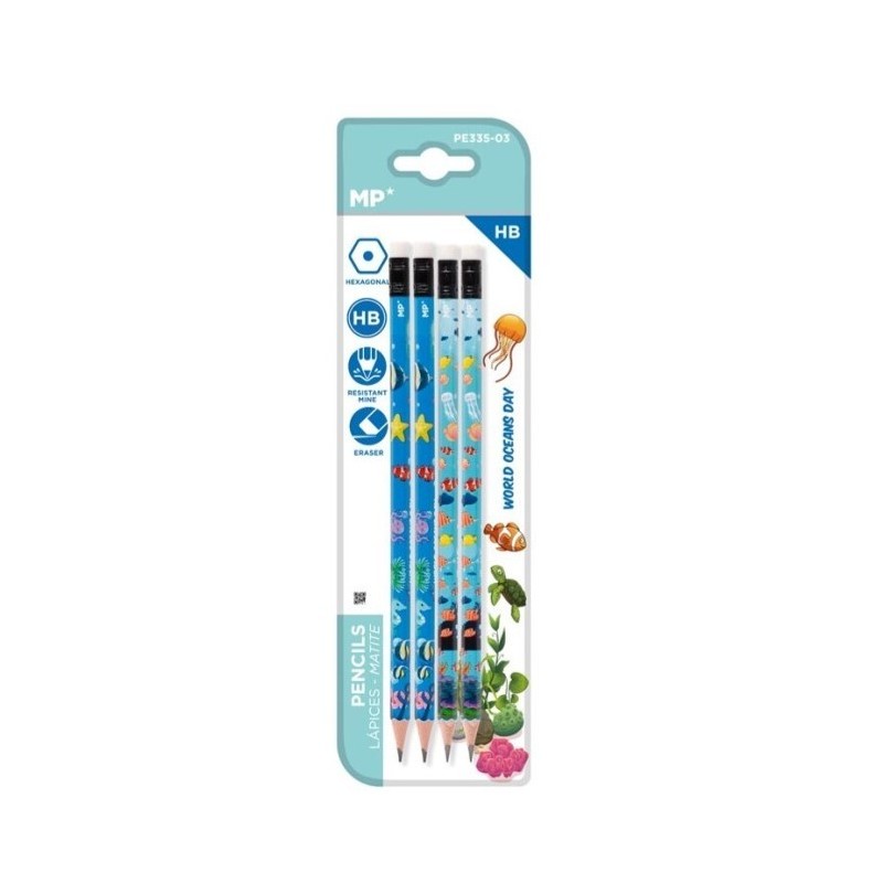 4 Crayons HB Animaux marins