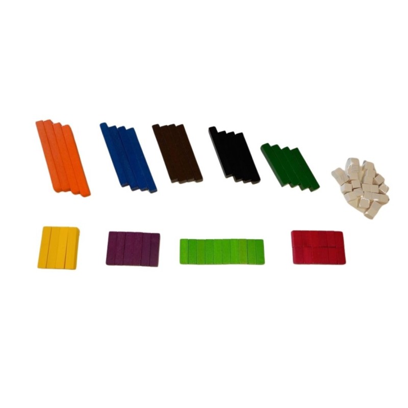 74 Bâtonnets de calcul Cuisenaire en bois