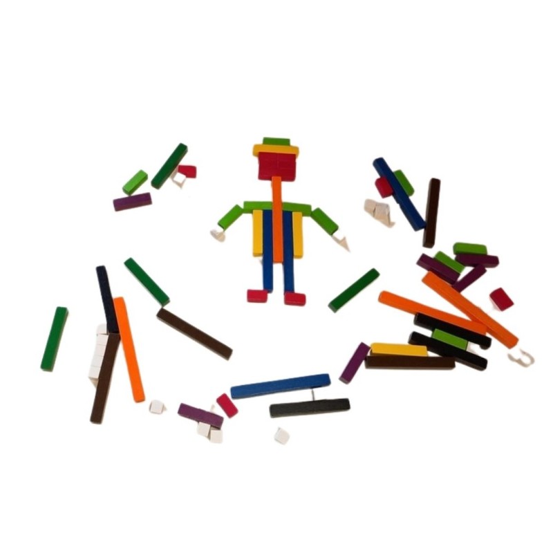 74 Bâtonnets de calcul Cuisenaire en bois