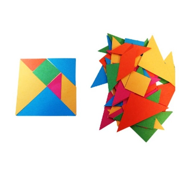 Tangrams en papier : Lot de 10 tangrams colorés en papier